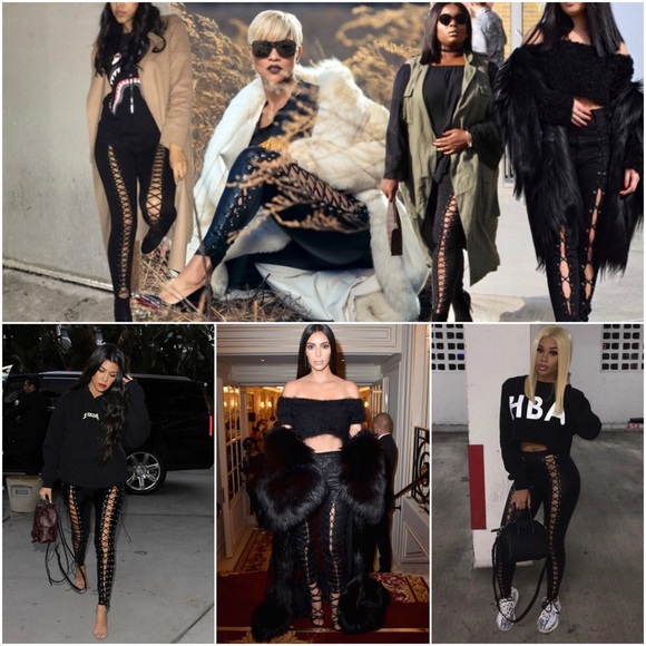 🆕🌸Laced Up Black Stretchy Leggings Pants - Picture 8 of 8